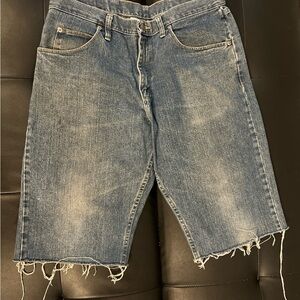 Wrangler Blue Jean Shorts with Frayed Hem